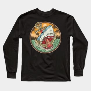 Shark Eating An Anchor In The Ocean Long Sleeve T-Shirt